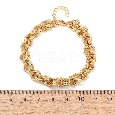 Twisted 304 Stainless Steel Double Ring Link Chains Bracelets for Women BJEW-G780-06G-02-1