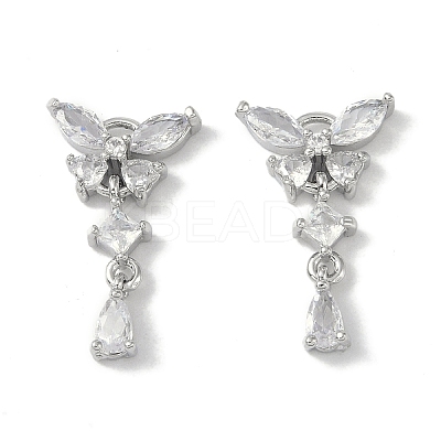 Brass Micro Pave Clear Cubic Zirconia Pendants KK-S367-10B-1