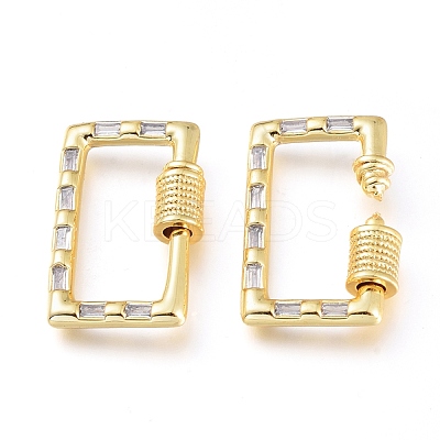Brass Micro Pave Cubic Zirconia Screw Carabiner Lock Charms KK-M206-12G-01-1