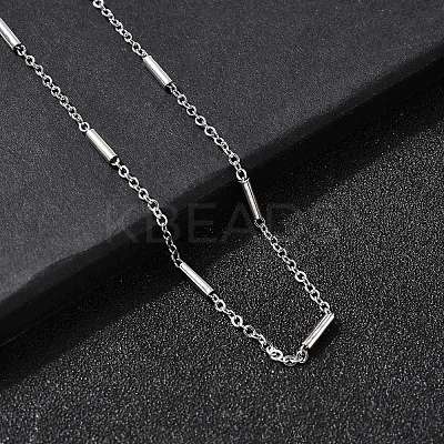 304 Stainless Steel Column Link Chain Necklaces for Women Men NJEW-A058-01P-1