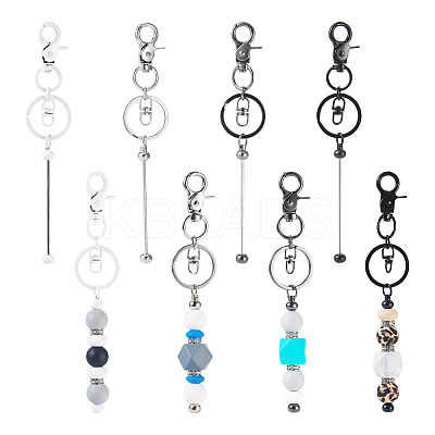 8Pcs 4 Colors Alloy Beadable Bar Keychain for DIY Crafts Jewelry Making KEYC-TA0001-36-1