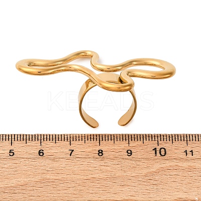 304 Stainless Steel Adjustable Open Cuff Rings for Women LS-RJEW-A064-01G-1