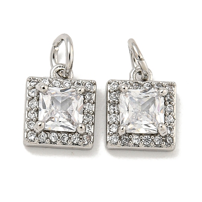 Brass Micro Pave Clear Cubic Zirconia Pendants KK-P275-32A-P-1