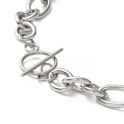 Non-Tarnish 304 Stainless Steel Figaro Chain Necklace with Toggle Clasp for Men Women X-STAS-P300-01P-1