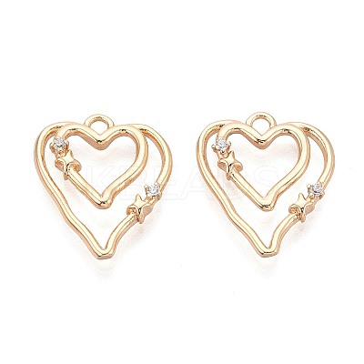 Brass Micro Pave Cubic Zirconia Pendants KK-T073-35G-1