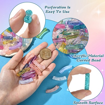 150Pcs 15 Styles Mixed Style Rainbow Iridescent Acrylic Beads OACR-YW0003-19-1