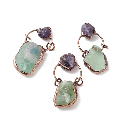 Raw Rough Natural Green Aventurine & Amethyst Big Pendants G-I324-03R-01-1