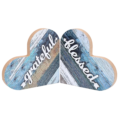 Wooden Heart Shaped Blessed Sign Ornaments AJEW-WH20019-83A-1