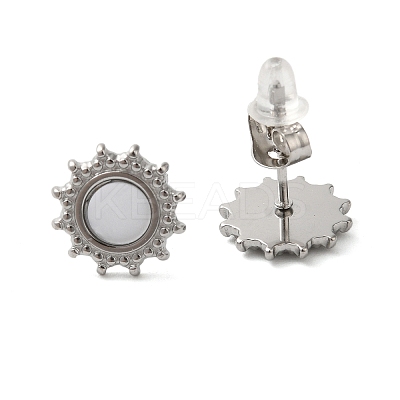 Non-Tarnish 304 Stainless Steel Embossing Stud Earrings EJEW-U001-06P-01-1