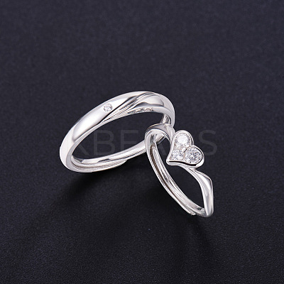 Awesome Rhodium Plated 925 Sterling Silver Couple Rings JR373A-1
