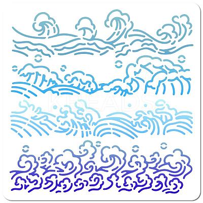 Wave PET Plastic Hollow Out Drawing Painting Stencils Templates DIY-WH0244-280-1