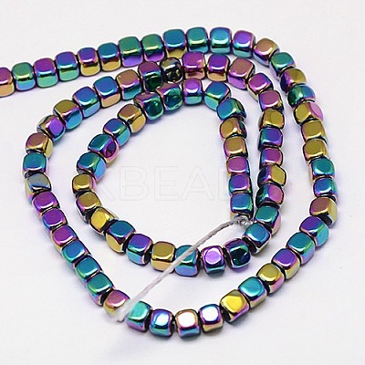 Electroplate Non-magnetic Synthetic Hematite Beads Strands G-J172-3x3mm-03-1