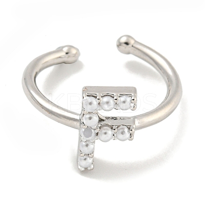 Rack Plating Brass Open Cuff Rings for Women RJEW-F162-01P-F-1
