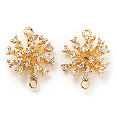 Brass Micro Pave Clear Cubic Zirconia Connector Charms KK-Q789-45G-1