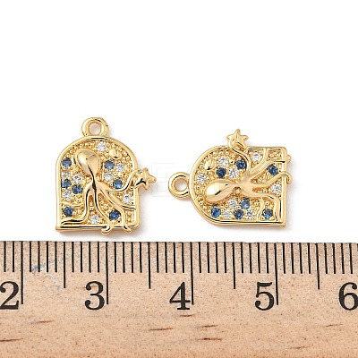 Brass Micro Pave Cubic Zirconia Charms KK-C099-01E-G-1