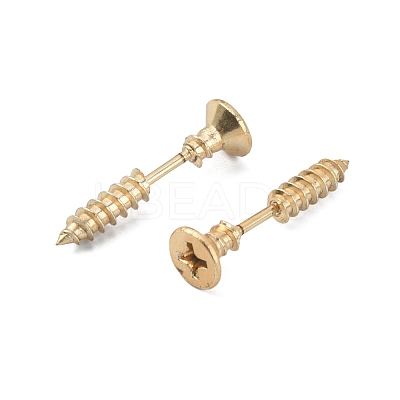 304 Stainless Steel Screw Shape Front Back Stud Earrings STAS-WH0061-23G-1