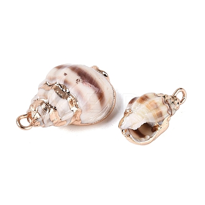 Electroplate Natural Spiral Shell Pendants SSHEL-Q100-33G-1