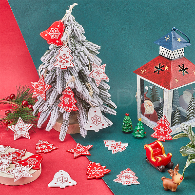 80Pcs 8 Styles Christmas Theme Wood Pendants WOOD-SC0001-81-1
