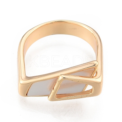 Natural Shell Trapezoid Open Cuff Ring RJEW-N039-12LG-1