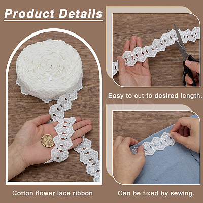 Cotton Flower Lace Ribbon OCOR-WH0105-067B-1