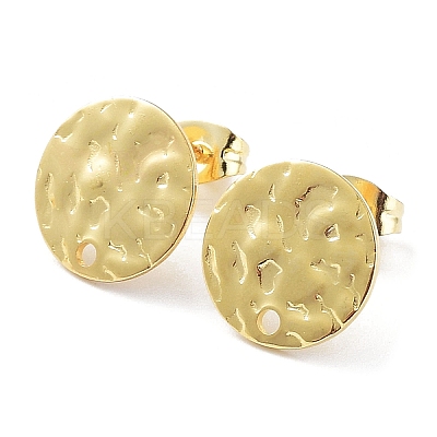 201 Stainless Steel Flat Round Stud Earring Findings X-STAS-K259-19C-G-1