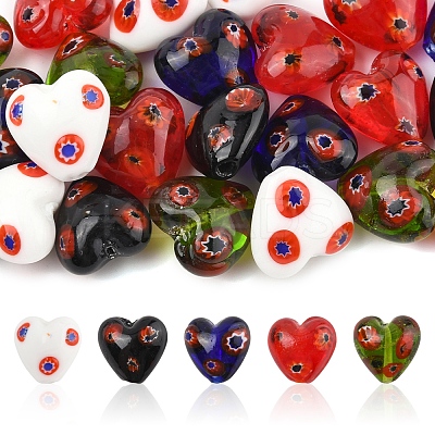 24Pcs 5 Colors Handmade Millefiori Glass Beads LAMP-FS0001-36-1