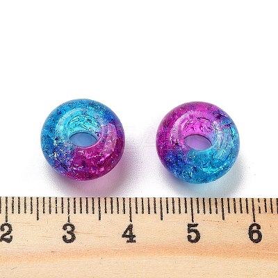 Two Tone Transparent Crackle Acrylic European Beads TACR-P009-B01-07-1