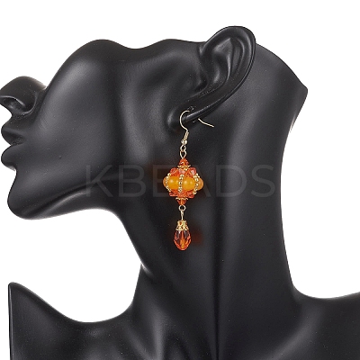 Natural Yellow Jade Dangle Earrings EJEW-MZ00669-01-1