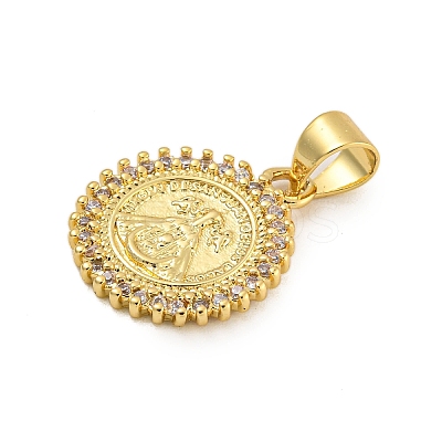 Rack Plating Brass Micro Pave Cubic Zirconia Pendants KK-C074-48G-1