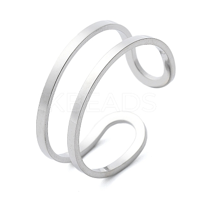 304 Stainless Steel Hollow Cuff Rings for Women RJEW-S395-01P-1
