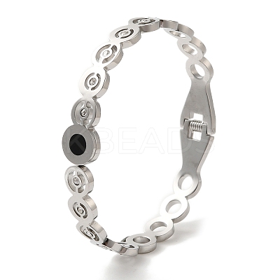 Adjustable 304 Stainless Steel Rhinestone Bangles BJEW-F474-03P-1
