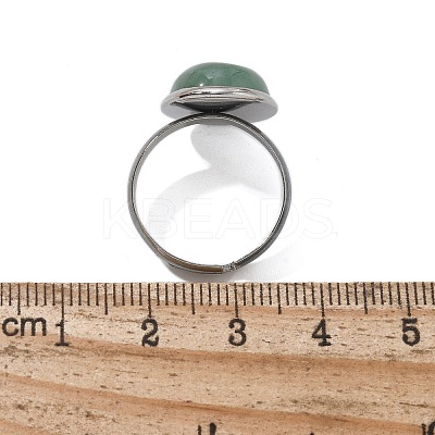 Half Round Natural Green Aventurine Finger Rings X-RJEW-M062-01P-21-1