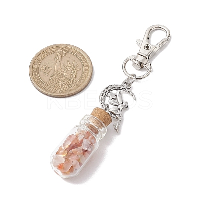 Glass Wishing Bottle with Gemstone Chip inside Pendant Decorations HJEW-JM01991-1