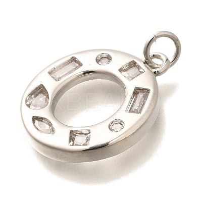 Brass Micro Pave Clear Cubic Zirconia Pendants KK-G521-01P-O-1