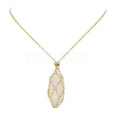 304 Stainless Steel Macrame Pouch Empty Stone Holder for Pendant Necklaces Making NJEW-TA00084-02-1