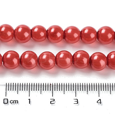Baking Paint Pearlized Glass Pearl Round Bead Strands HY-XCP0001-13C-1