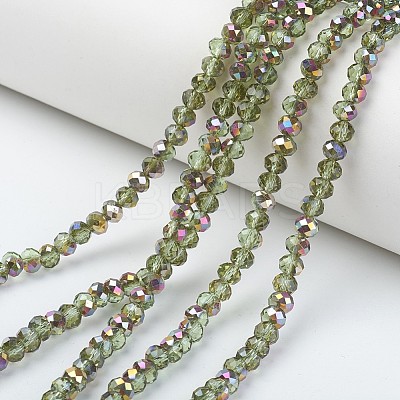 Electroplate Transparent Glass Beads Strands EGLA-A034-T6mm-R-1