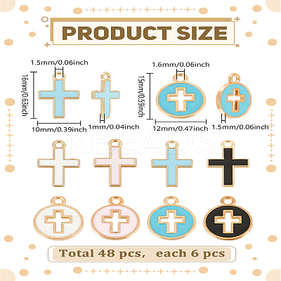 48Pcs 8 Styles Alloy Enamel Pendants ENAM-LP0001-24-1