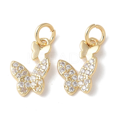 Brass Micro Pave Clear Cubic Zirconia Pendants KK-Q031-46G-03-1