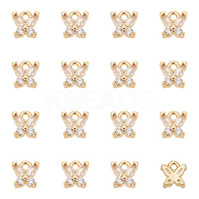 16Pcs Brass Micro Pave Clear Cubic Zirconia Pendants ZIRC-UN0001-11-1