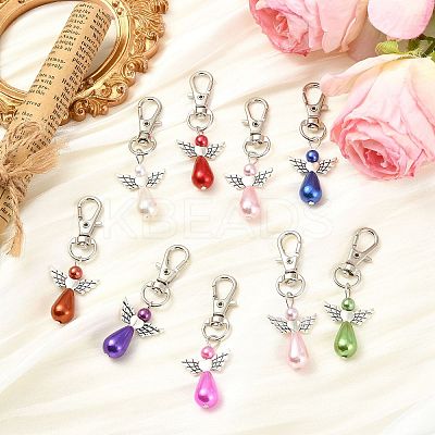 40Pcs 8 Colors Angel Plastic Pearl Pendant Decoration HJEW-CJ00062-1
