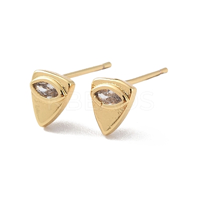 Triangle Eye Clear Cubic Zirconia Stud Earrings EJEW-F310-08G-1