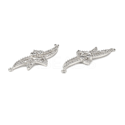 Brass Pave Clear Cubic Zirconia Connector Charms KK-E068-VB381-1