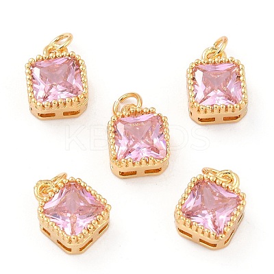 Real 18K Gold Plated Brass Inlaid Cubic Zirconia Charms ZIRC-L100-073G-06-1
