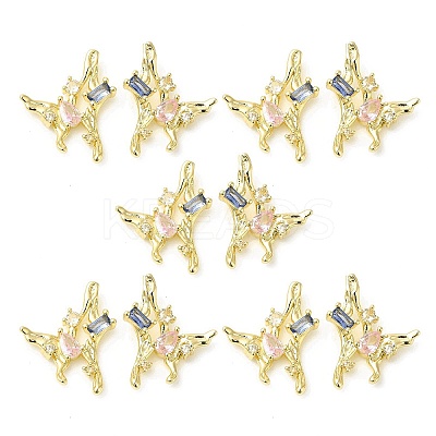 Colorful Cubic Zirconia Butterfly Stud Earrings EJEW-H092-04G-1
