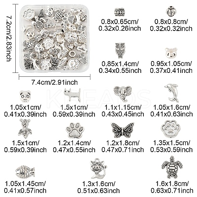 45Pcs 15 Styles Tibetan Style Alloy Beads FIND-YW0006-32-1