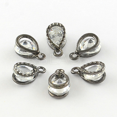 Teardrop Alloy Charms ZIRC-R007-038A-01-1