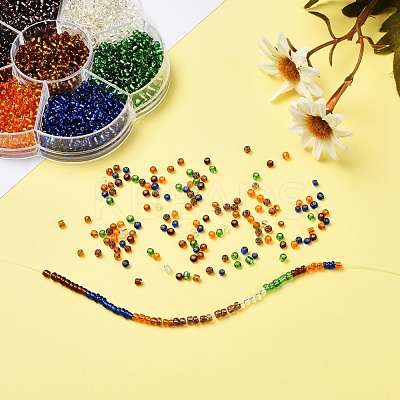 7 Colors Glass Round Seed Beads SEED-YW0001-24B-02-1