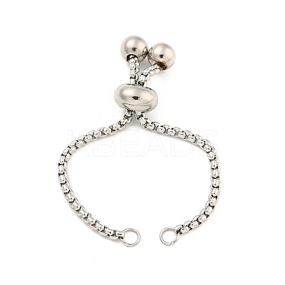 Non-Tarnish Adjustable 304 Stainless Steel Box Chain Slider Bracelet Making MAK-L038-001P-03-1