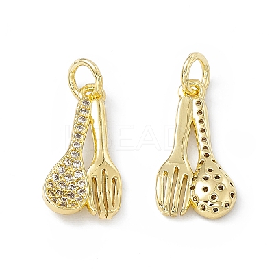 Rack Plating Eco-friendly Brass Micro Pave Clear Cubic Zirconia Tableware Pendants KK-B065-11G-1
